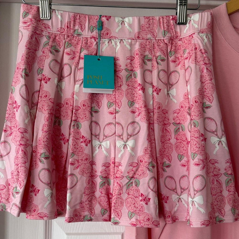 Posh Peanut Floral Pink Tennis Skort and Sweater Set - Picture 3 of 4